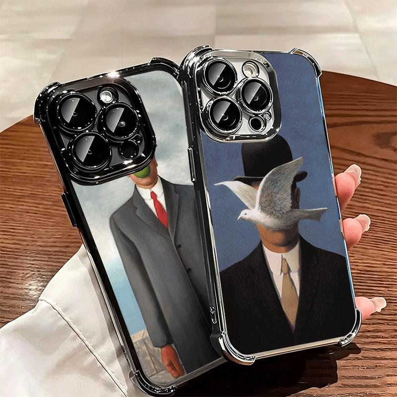 Rene Magritte Art Soft Phone Case For iPhone 15 16 17 Air 14 Pro Max 16E Plus 13 12 Mini Plating Anti-Fall Fundas