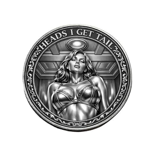 Heads I Get Tail/Tails I Get Funny Head And Head Commemorative Coin Challenge Coin Tail Double-Sided Cheeky Lucky