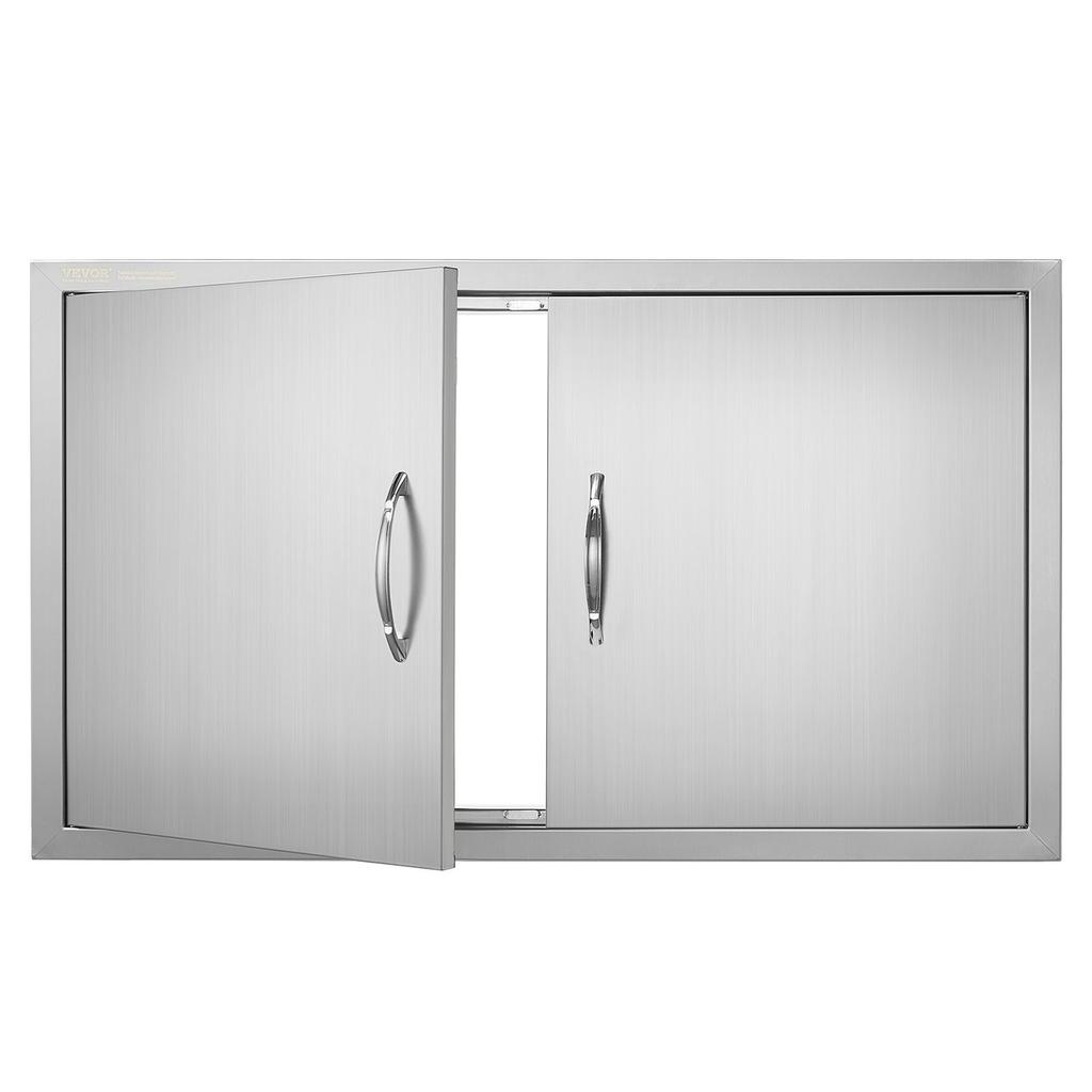 BBQ Access Door, 915x533 mm Double Outdoor Kitchen Door, Stainless Steel Flush Mount Door, Wall Vertical Door with Handles, for BBQ Island, Grilling