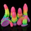Mixed Color Glowing Dildo Simulation For Men And Women In The Backyard  Used For Masturbation As An Adult Product