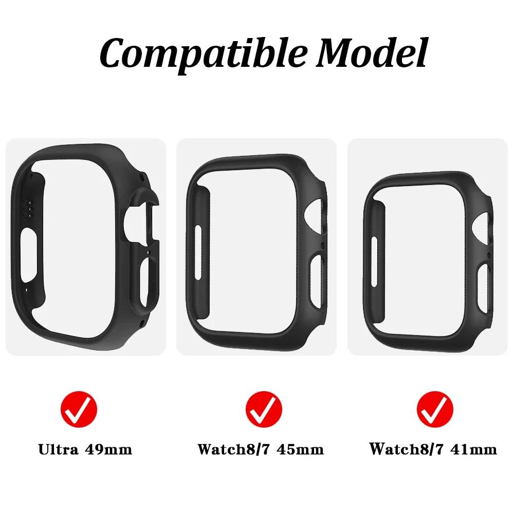 Matte Protective Cover for Apple Watch Ultra 2 PC Transparent Bumper Hard PC Frame Protector Case for Iwatch Ultra 49mm