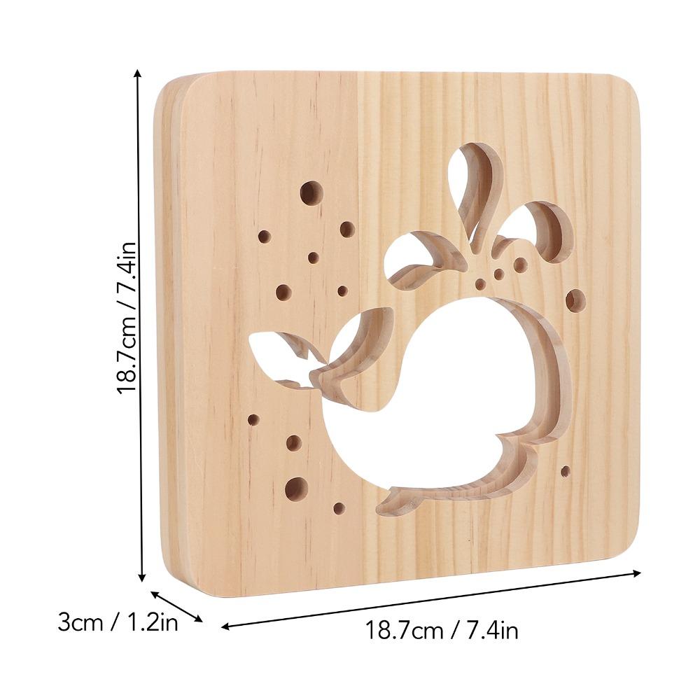 Whale Pattern Wooden 3D LED Light Hollow Carving 3D Wood Light  Gift Novel