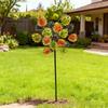 Outdoor Garden Metal Sunflower Windmill Dual Sided Rotating Iron Yard Ornament Weather Resistant Decorative Piece 95cm Height