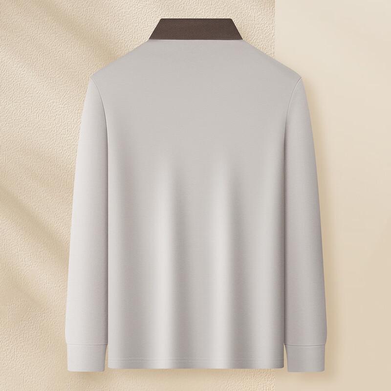 MONTAGUT Men's Brushed Warm Embroidered Long-Sleeve Polo Shirt