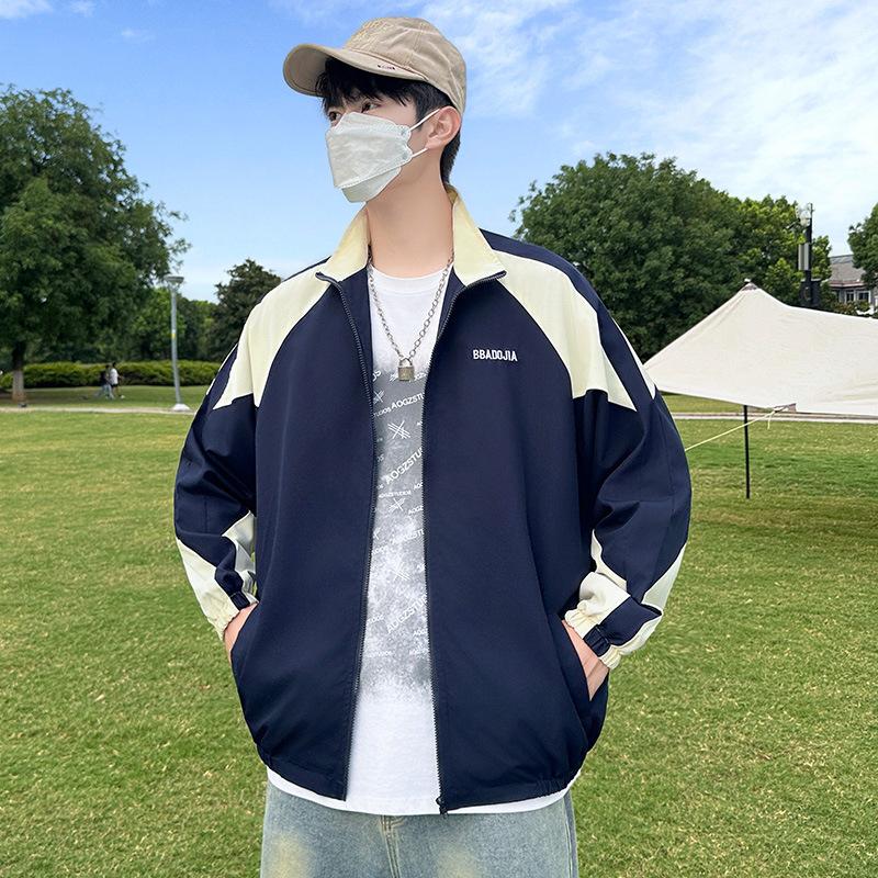 Jacket men's spring and autumn ins trendy brand loose lapel jacket teen student thin tooling trench coat jacket