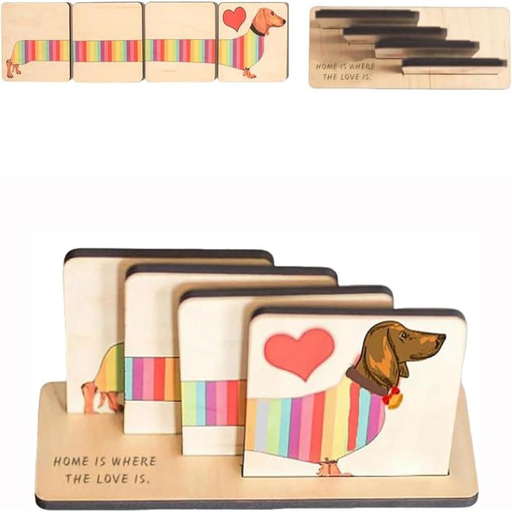 

Подставки под стаканы из дерева ручной работы, набор из 4 шт., подставки под стаканы из пробки, симпатичная подставка под стакан для собак, домашний декор