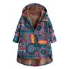 Womens Winter Warm Outwear Print Hooded Pockets Vintage Oversize Coats