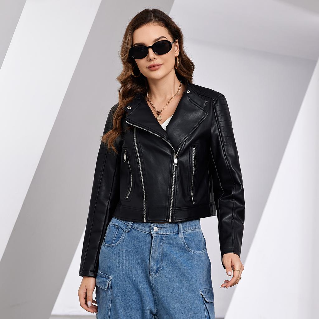 ziai New Spring Autumn Women Short Faux Leather Jacket Casual PU Coat Loose Motorcycle Jackets Fashion Streetwear Oversized Korean Coat ZP-D28