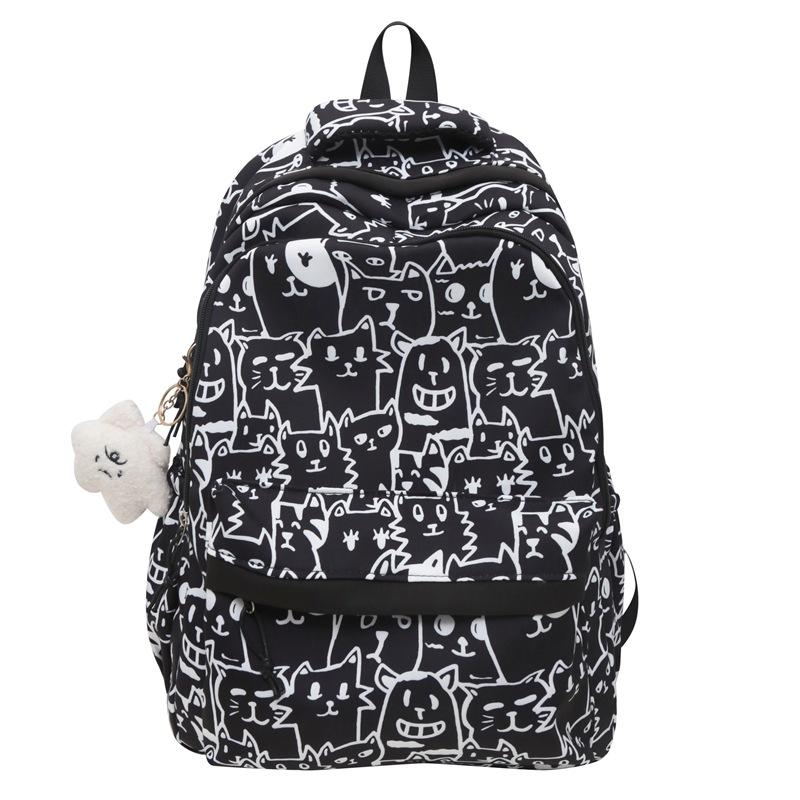 

Женский рюкзак для ноутбука с мультяшным узором, дорожный рюкзак для мужчин чёрный