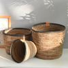 Straw storage basket, hand-woven sundries, toy storage basket, balcony dirty clothes storage basket, rattan dirty clothes basket