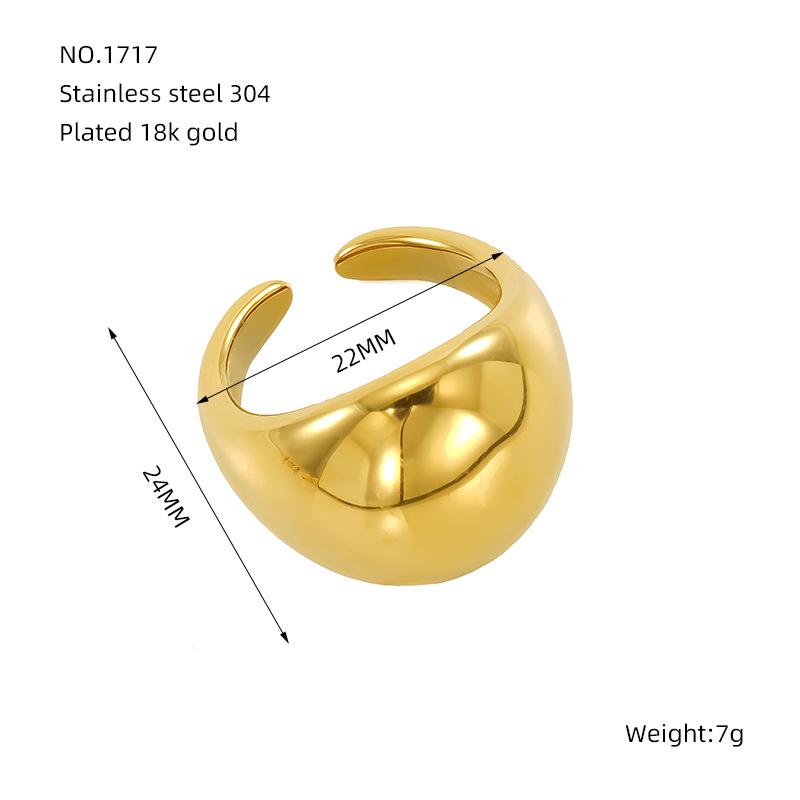 18K Gold Plated Irregular Open Water Drop Ring - Titanium Steel Women s Fashion