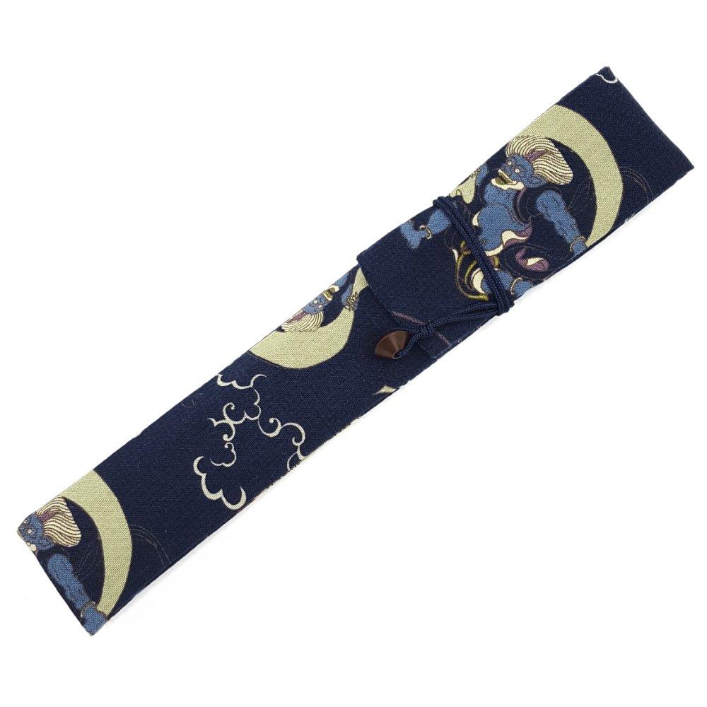 Handmade Workshop FUJITA Fan Case with Fujin Raijin God Thunder Pattern Can also be used as a chopstick Fan fan chopstick chopstick Japanese Japanese