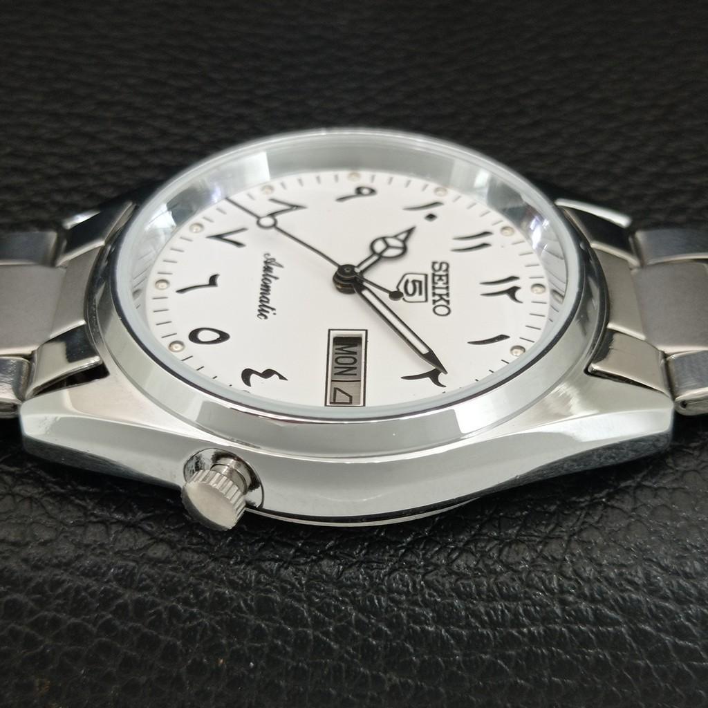 JAPAN VINTAGE REFURBISHED SEIKO 5 AUTOMATIC MENS WHITE DIAL WATCH a446170-1