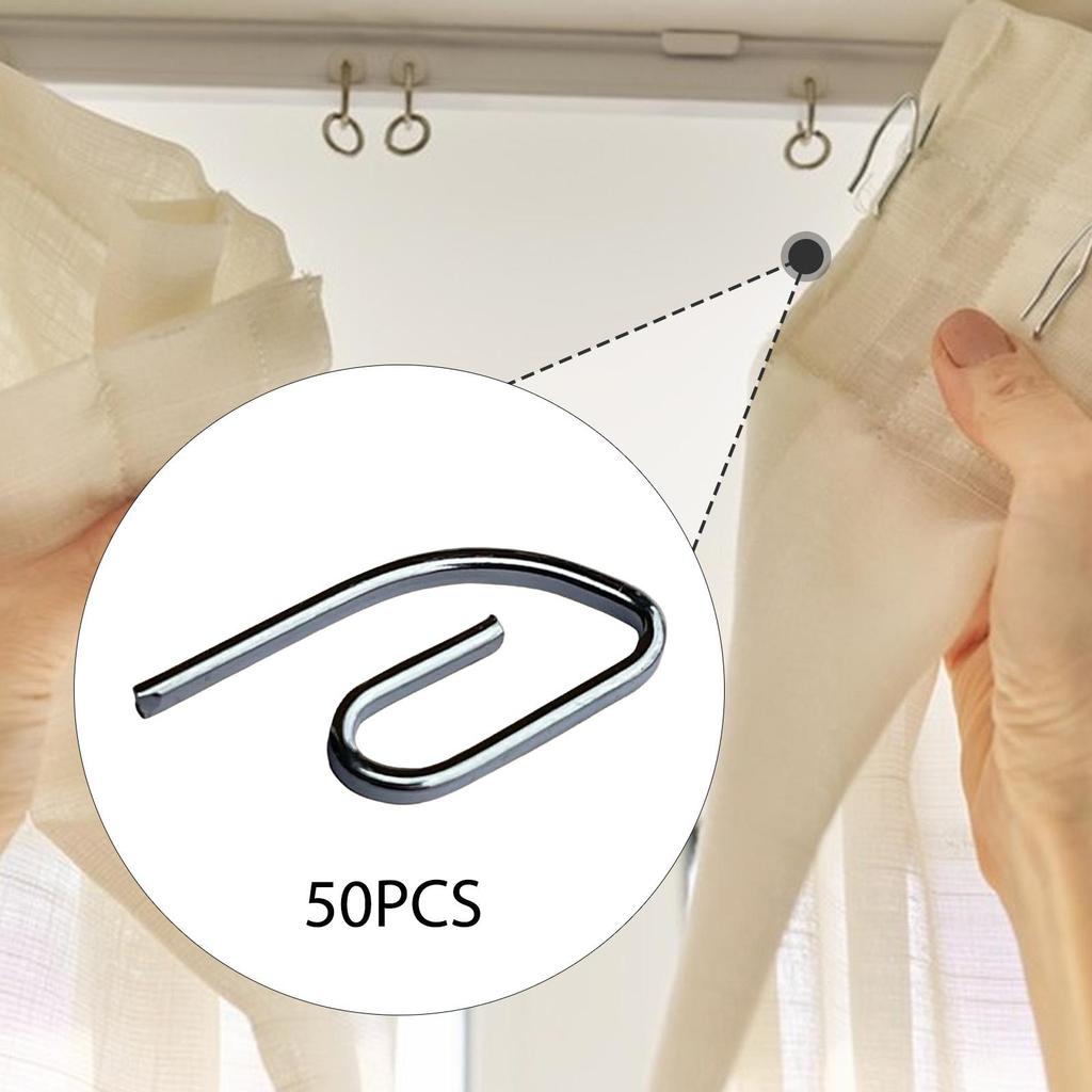 50 Pieces Curtain Hooks Drapery Hooks Convenient Accessories Easy to Install 2.7cmx1.2cm Drapery Pins for Offices Door Window