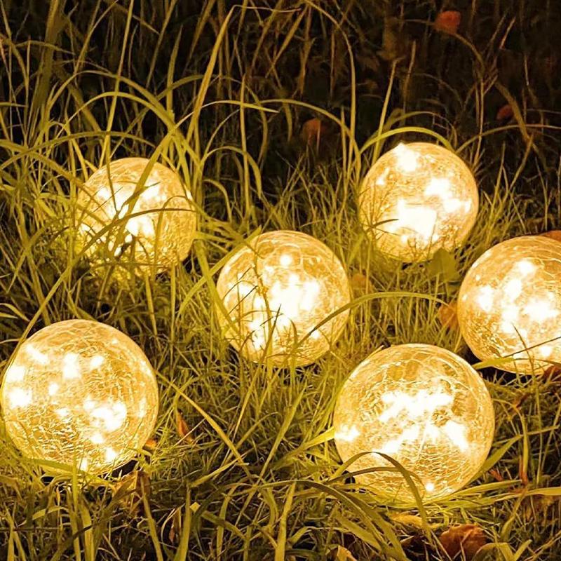 1PC Solar Powered Solar Cracked Glass Light Waterproof Outdoor Light for Lawn Patio Garden Pathway Yard Holiday Party Decor