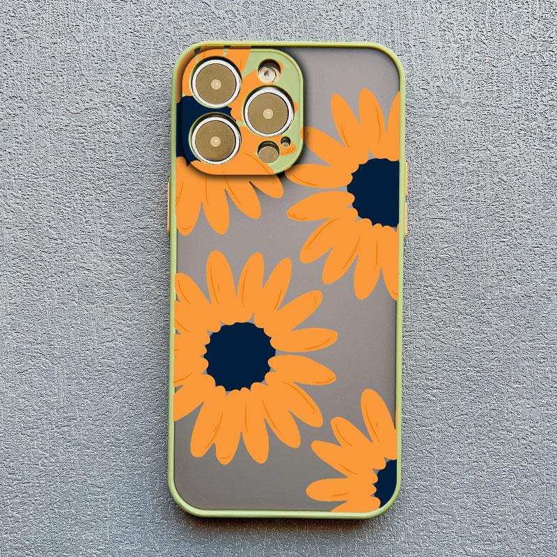 Art Flat Flower Pattern Protective Phone Case For iPhone 11 12 Mini 13 Pro Max 16 15 14 Pro Max Plus 7 8 Plus X XR XS Back Cover
