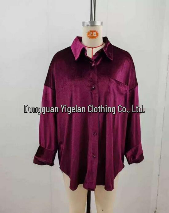 Gold Velvet Turn-Down Collar Shirt - Autumn/Winter 2025 Collection