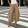 Women High Waist Wide Leg Cargo Pants with Pockets Casual Loose Fit Utility Trousers for Everyday Wear