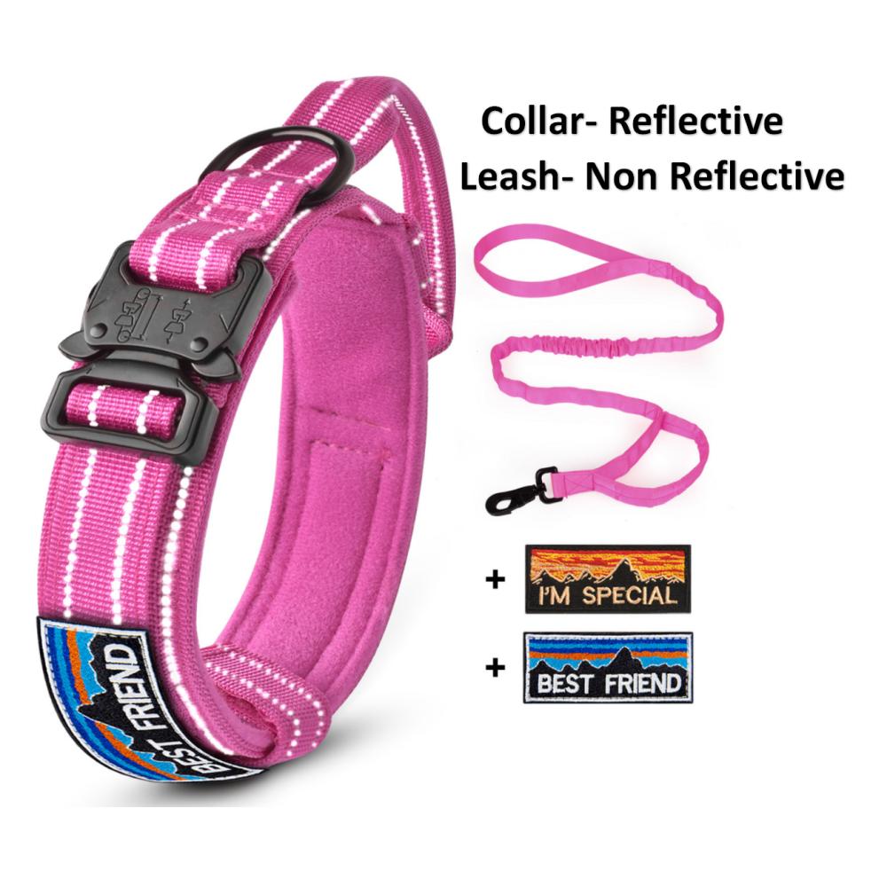 Strong Dog Collar Adjustable Thick Tactical Military Training Collars and Dog Leash with handle for Medium /big/ k9 /Large Dogs