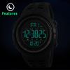 Men's Silicone Watch, 5ATM Water Resistant, Date Display, Day Display, Digital Display, Multi-Function, LED Display, Stainless Steel, Popular,