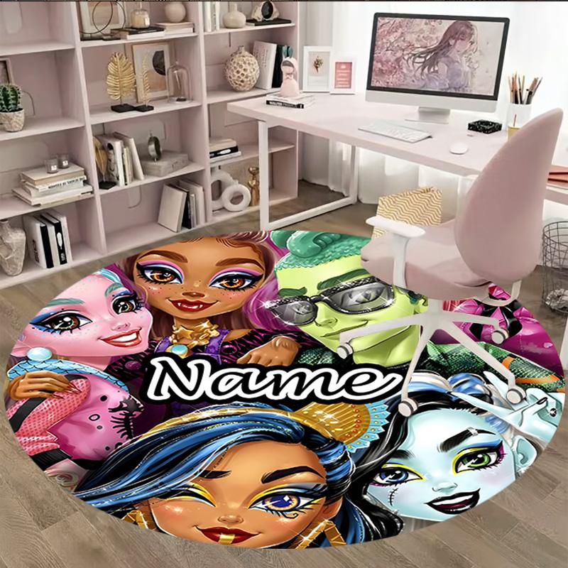 Customizable Monster High Draculaura1 Round Non-Slip Carpet - Ideal for Garden, Picnic, Office, Perfect for Decoration, Suitable For All Seasons