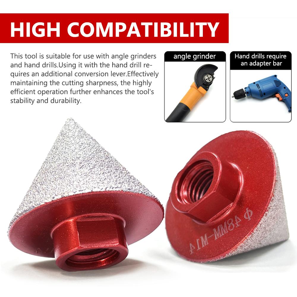 Diamond Grit Chamfer Brazed Chamfering Tool Milling Bit Tile Marble Granite Hole Drilling Enlarging Beveling Stone