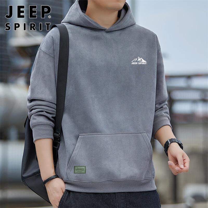 JEEP SPIRIT Men's Spring Loose Hooded Sweatshirt