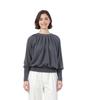 Bat sleeve pleated 0 Quan wool crew neck top early autumn thin loose inside knitted sweater women