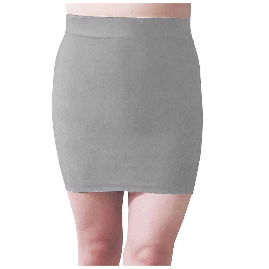 Women's Fashion Solid Color Sexy  Fluorescence Smooth Elastic Waist Hip-wrap Short Skirt