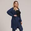 Autumn and Winter Large Size Women's Pocket Knitted Cardigan Mid-Length Sweater