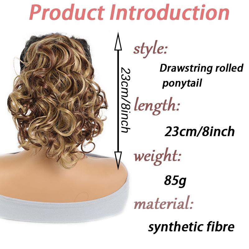 Drawstring short curled ponytail wig synthetic fiber ponytail wig natural and comfortable hair accessories for daily use