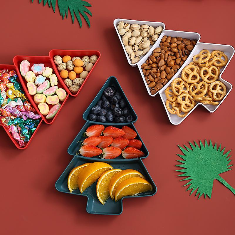European Style Christmas Tree Snack Tray for Fruit & Appetizers - Creative, Compartmentalized, Drop-proof Tableware for Kids