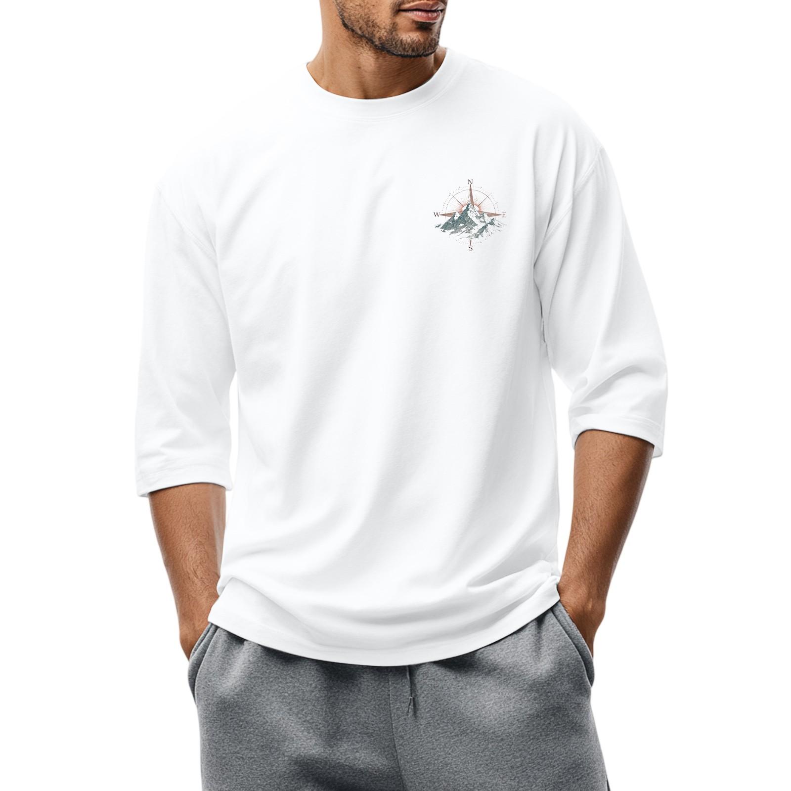 

Мужская повседневная модная футболка с круглым вырезом и рукавом три четверти XXXL белый