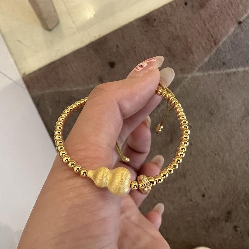 Adjustable Gold-Plated Sterling Silver Gourd Bracelet - Ideal Gift for a Best Friend