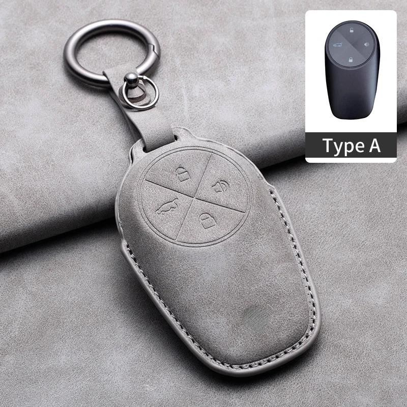 For Nio Et7 Et5 For Weilai Nio Ec6 Et7 Es6 Es8 Leather Car Remote Key Case Cover Protector Keychain