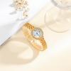 Ladies classic round diamond dial steel strap quartz watch; heart to heart bracelet necklace earrings rings fashion versatile.