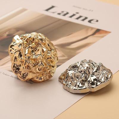 5pcs Irregularly Shaped Buttons 18mm/23mm/45mm Gold/Silver Color Wrinkle Shank Buttons Clothing Accessories