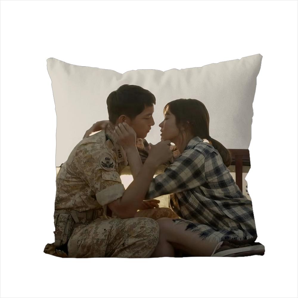 

DDescendants Of The Sun Pillow Case For Car Sofa Decorative Home Doublesided Print Plush Square Throw Pillow Cushion Cover 30x30cm