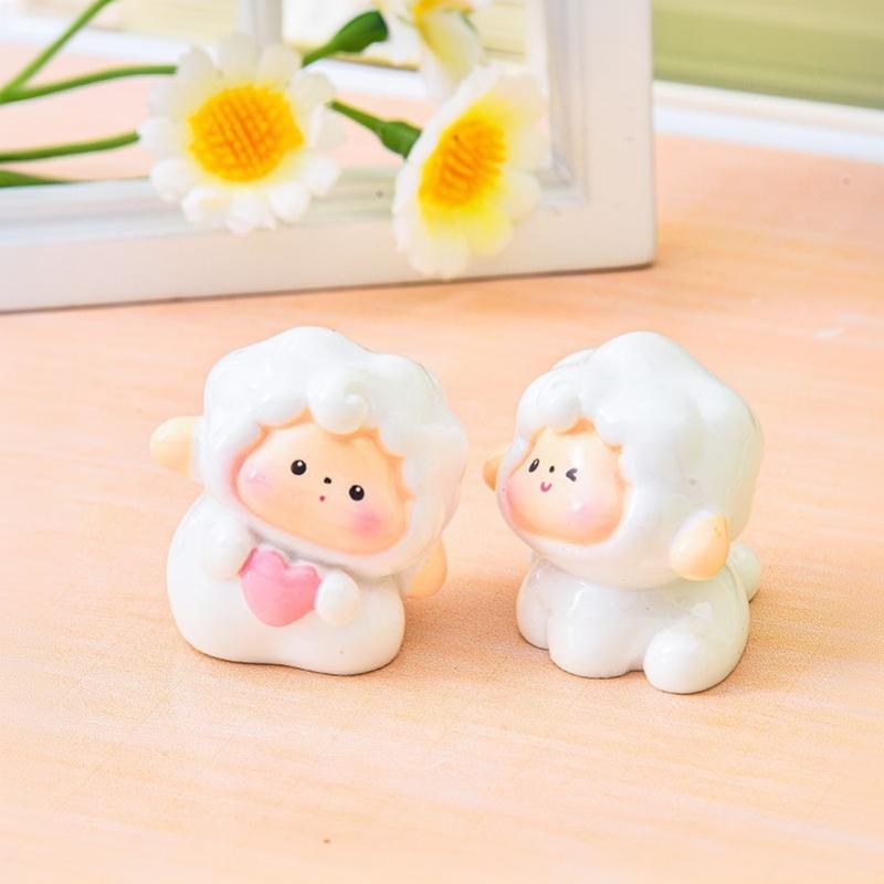 1/6 Pcs Adorable Sheep Car Dashboard Decor Cute Lamb Figurine Auto Center Console Accessory For Women Car Enthusiasts