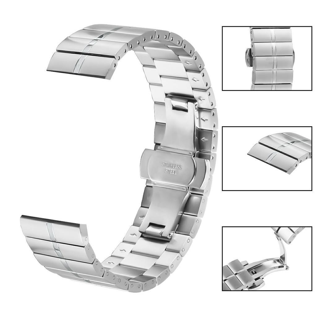 For Huawei Watch 3/Watch 3 Pro Stainless Steel Watch Band Butterfly Buckle Strap Bracelet