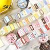 Soft Color Tape Writable Labels Washi Roll, Decorative Patterns Art Craft Smudge Proof Sticker Masking for Scrapbook, Journals, Planners, Card Making