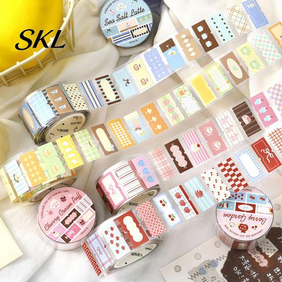 Soft Color Tape Writable Labels Washi Roll, Decorative Patterns Art Craft Smudge Proof Sticker Masking for Scrapbook, Journals, Planners, Card Making