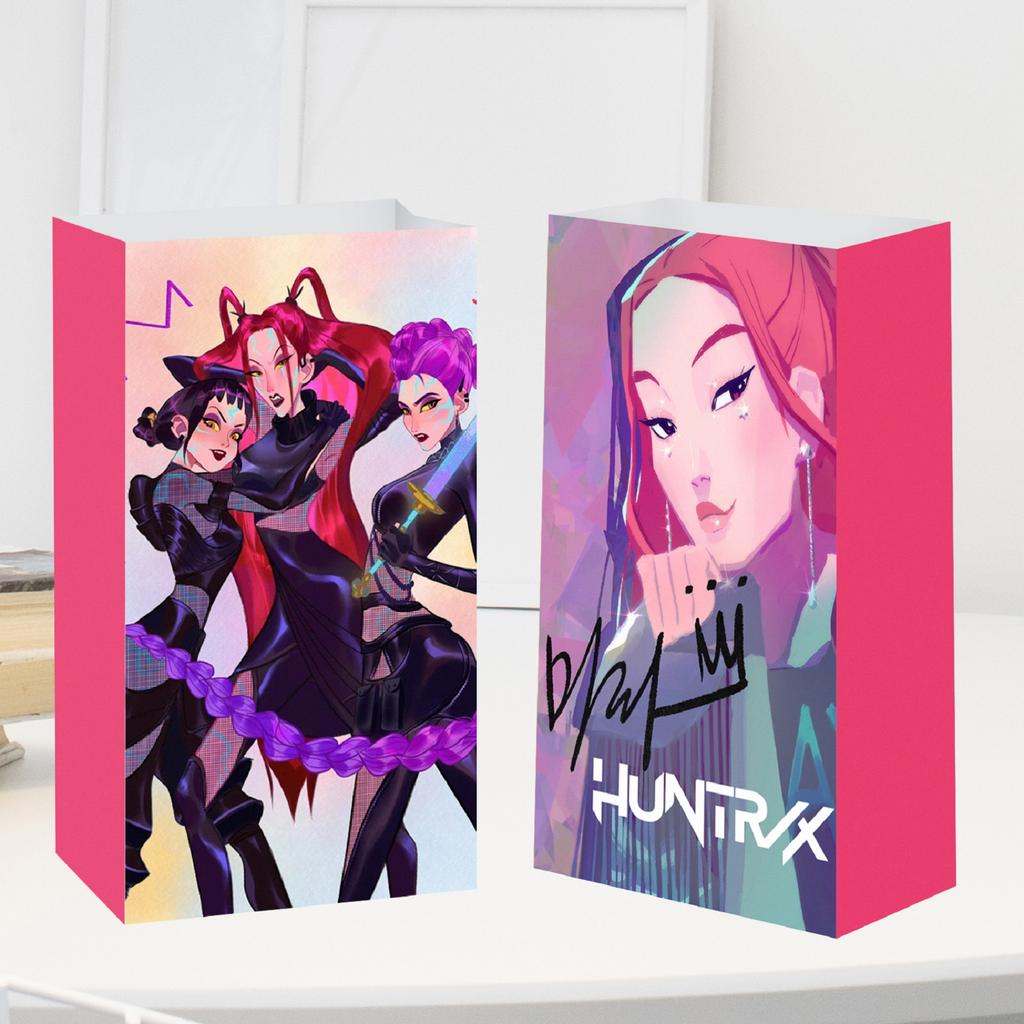 Bag Flat Mouth Gift Bag Sticker Four Styles Eight Patterns 12 Paper Bags 12Stickers Holiday Gift Bags