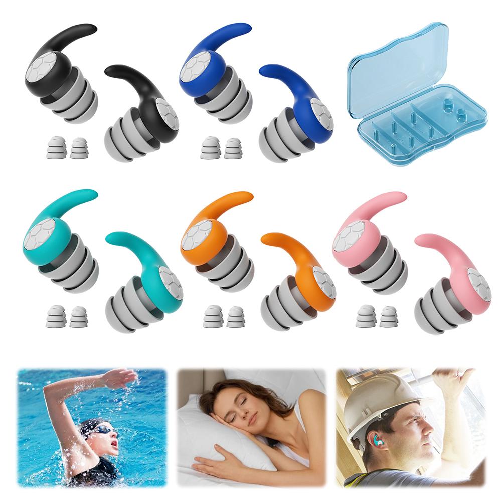 1Pair Silicone Anti-Noise Earplugs Swimming Ear Plugs Sleeping Ear Plugs Waterproof Ear Protector Layer Mute Earplugs