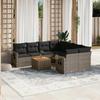 VidaXL Garden Lounge Set with Cushions 9 Pcs, Patio Sofas, Patio Furniture Set, Outdoor Furniture, Grey 3256823