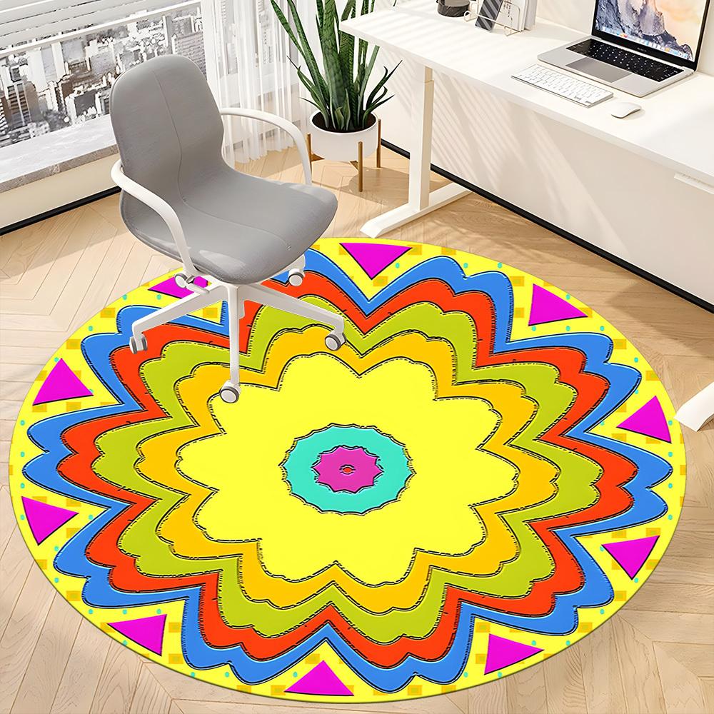 1pc Flower Mandala Chair Carpet for Office - Durable, Ideal for Chair Mats, Stylish & Functional Decorative Rug yy260130048