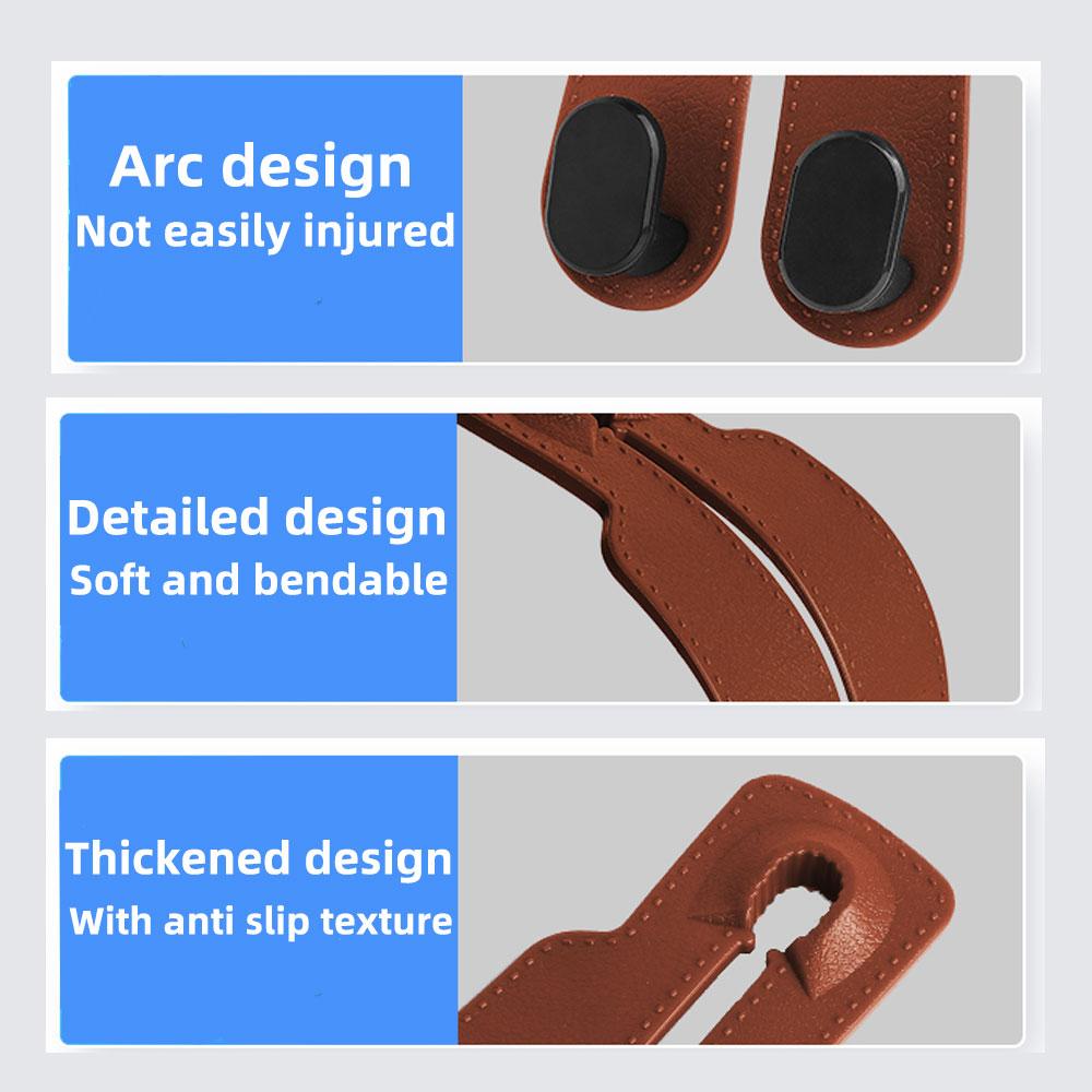 Soft Car Headrest Hooks Hanger for Bag Seat Back Organizer Holder Clips Auto Fastener Hooks Car Storage Hook Mobile Phone Holder