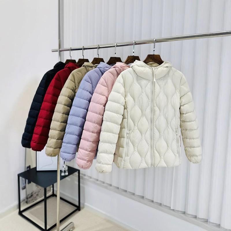 90 White Duck Down Lightweight Hooded Jacket Women Casual Winter Coat