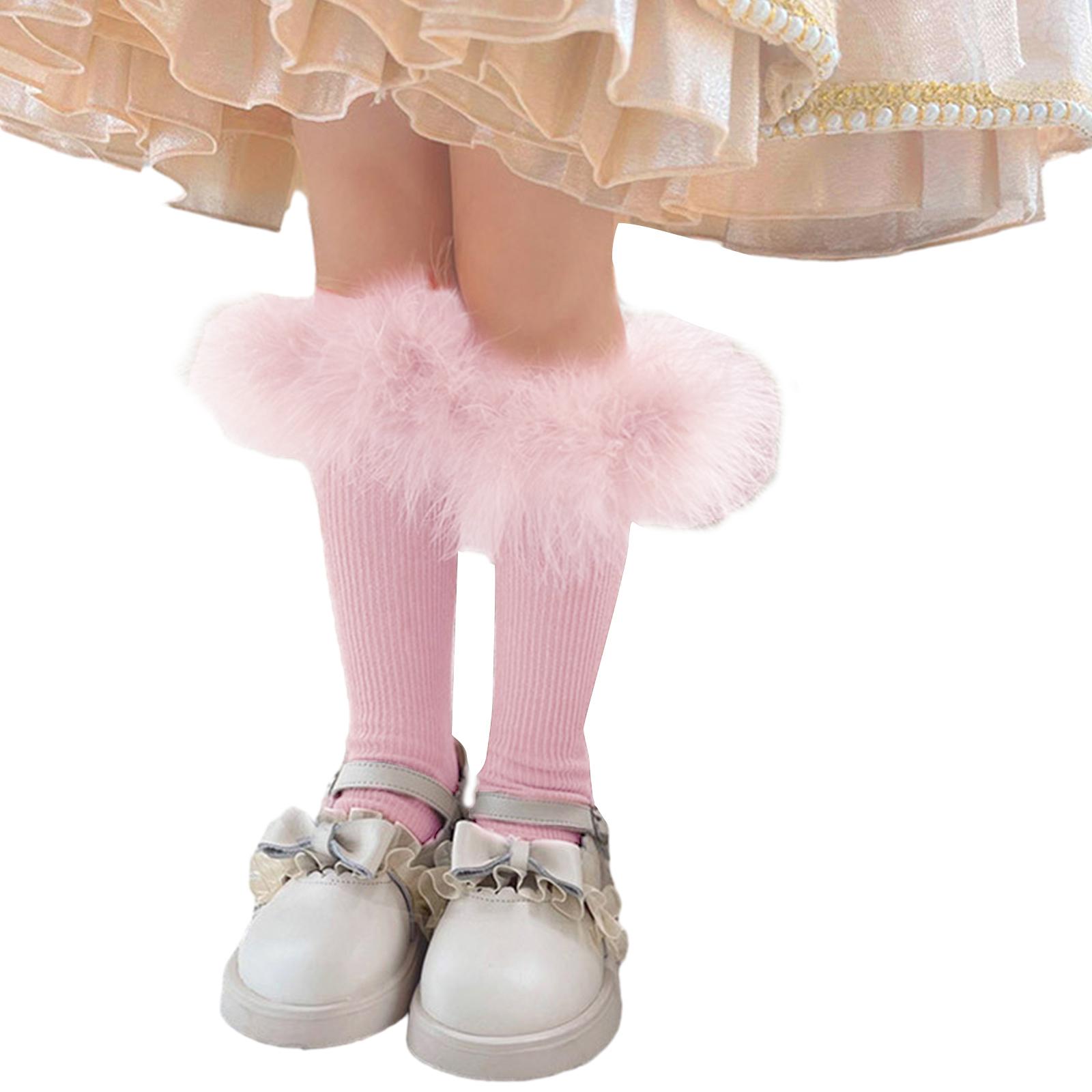 

Гольфы Furry Edge для детей, хлопковые носки до середины икры для малышей, детские вязаные хлопковые носки на осень и весну для девочек 3–13 лет розовый