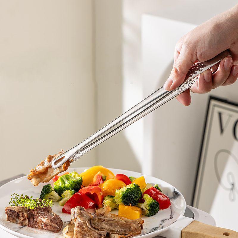 Kitchen Tongs Stainless Steel Long Handle Barbecue Tongs Food Clips Cooking Tweezers Suitable For Home Vegetable/meat Barbecue
